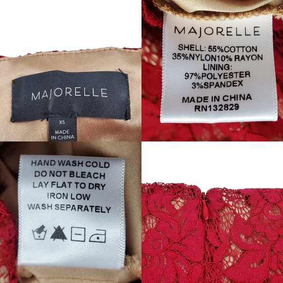 Majorelle Womens Benson Flare Sleeve Red Lace Mini Dress Size XS - Picture 8 of 9